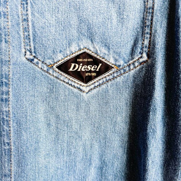 Diesel Industries Medium Wash Denim Snap Button Closure Dress M - Picture 2 of 7